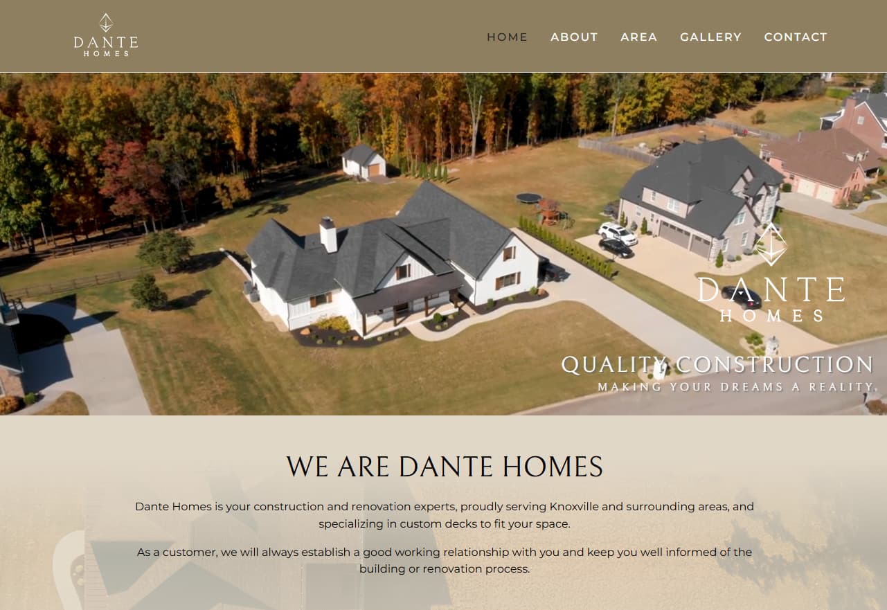 Dante Homes Website Preview